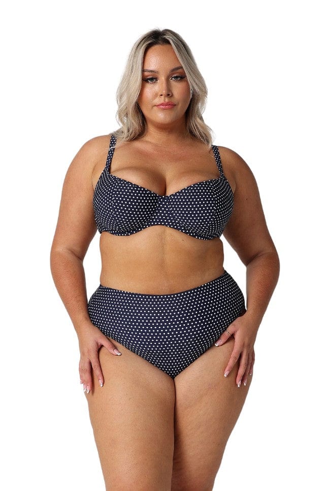 Navy and White Dots Underwire Bikini Top