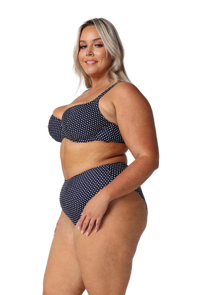 Navy and White Dots Underwire Bikini Top