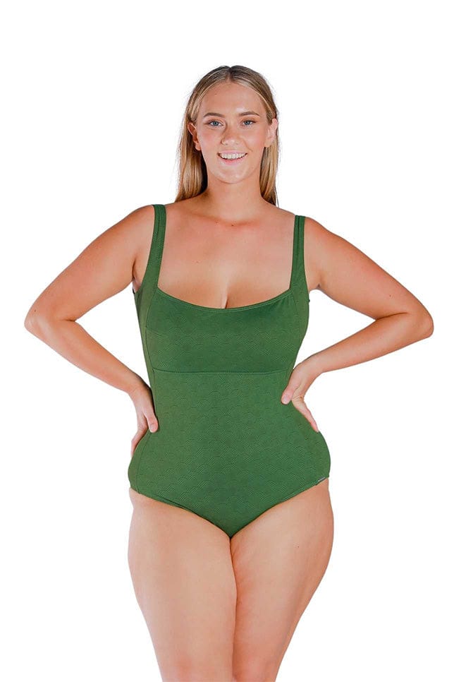 サンクチュアリ SANCTUARY Women's Green Plunge Back Fresh Square Neck One Piece  Swimsuit S レディース 新作商品 - 水着