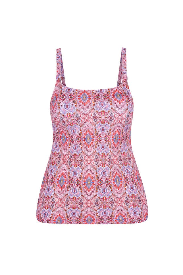 Amalfi Pink Scooped Tankini Top | Curvy Swimwear Australia