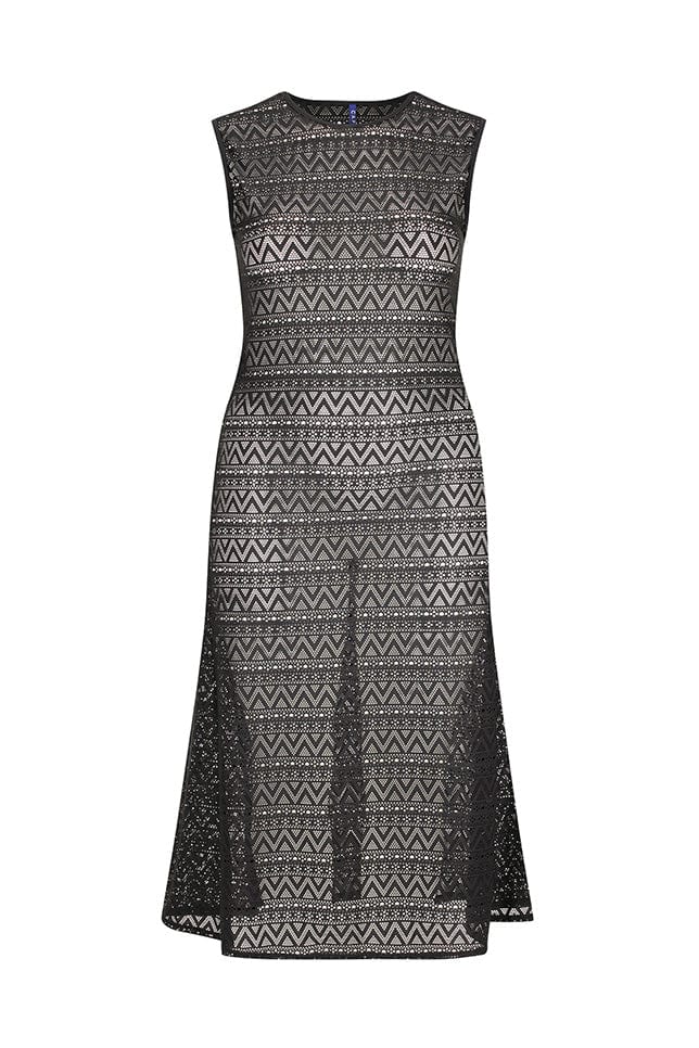 Ghost mannequin black mesh maxi dress