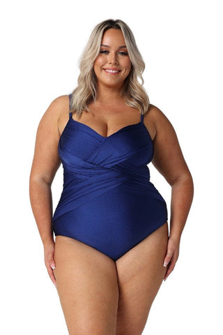 Metallic Navy Criss Cross One Piece