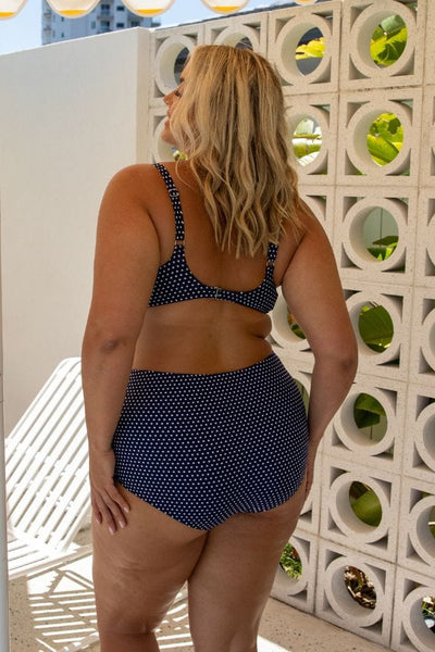 Navy and White Dots High Waisted Pant