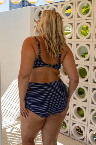 Navy and White Dots High Waisted Pant