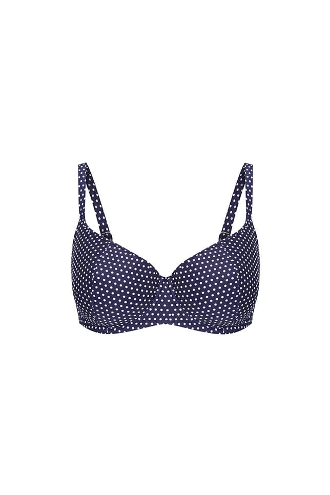 Navy and White Dots Underwire Bikini Top