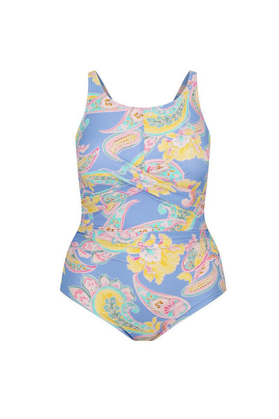 Ghost mannequin pastel paisley high neck one piece