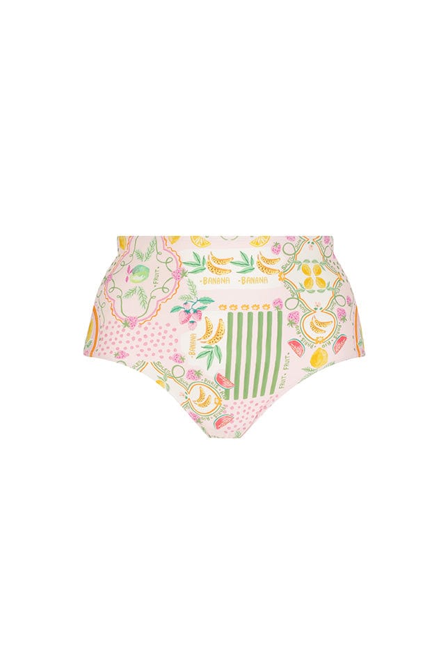 Ghost mannequin of light pink fruity high waisted swim pant