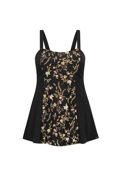 Ghost mannequin black floral womens swim dress