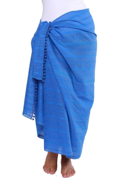 Model wearing cobalt blue sarong