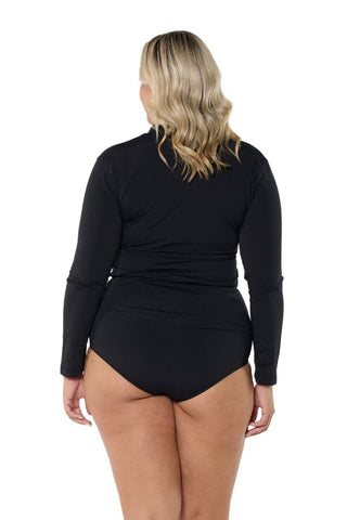 Chlorine Resistant Plain Black Long Sleeve Rash Vest