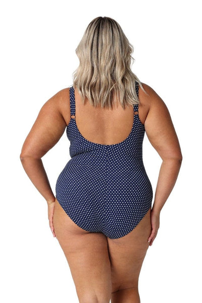 Chlorine Resistant Navy & White Dots Tank One Piece