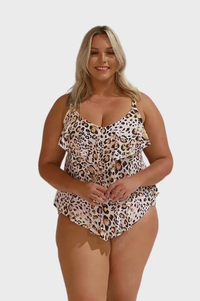 Snow Leopard 3 Tier Tankini Top