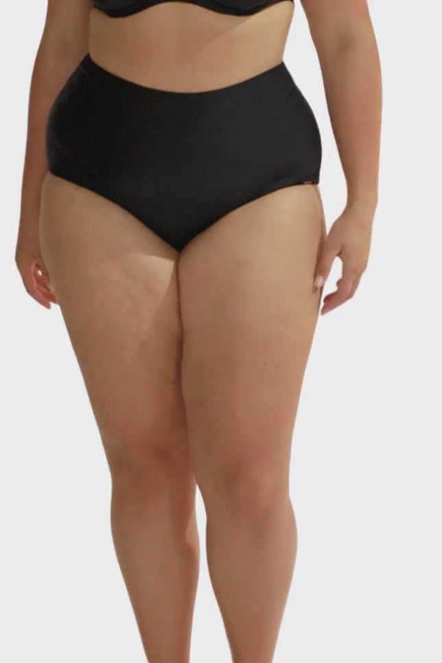 Plain Black High Waist Bikini Bottoms