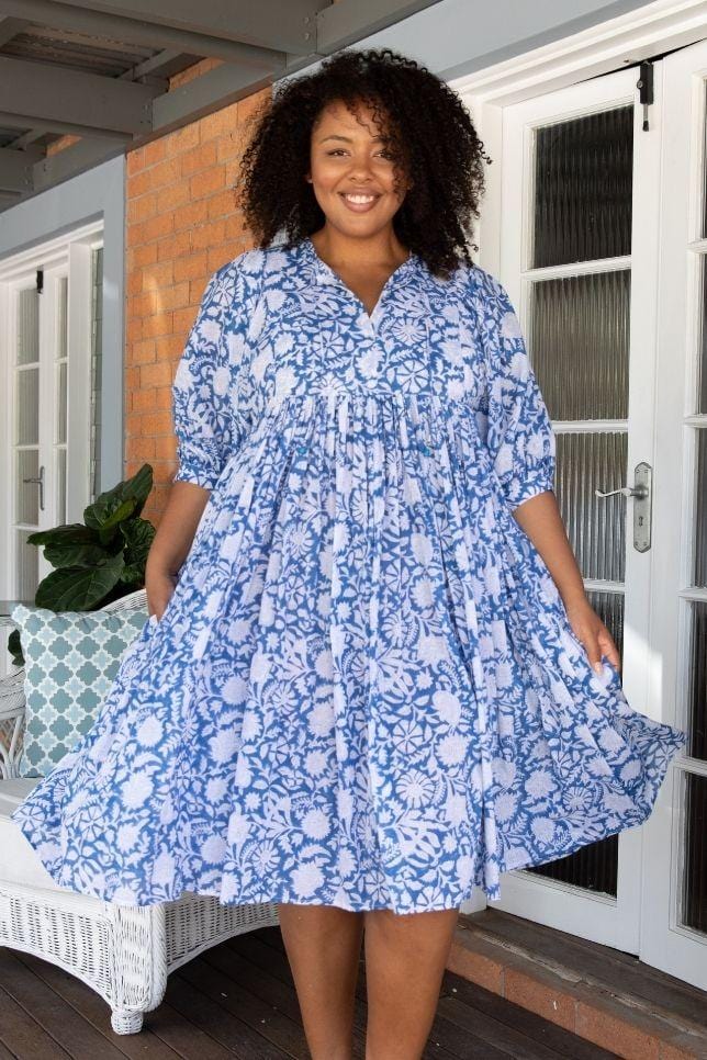 Blue cotton sundress deals