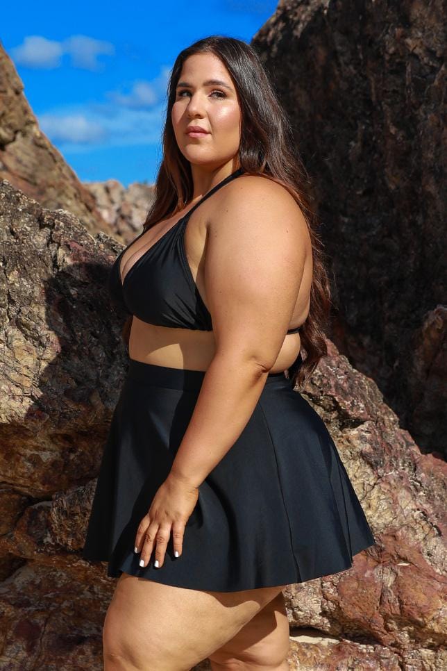 Black Skater Swim Skirt Curvy Swimwear Australia